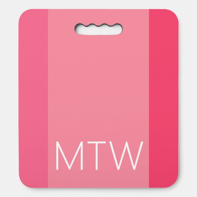 Simple Pink Stripes White Monogram Kneeling Pad (Front Vertical)