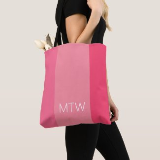Simple Pink Stripes White Monogram
