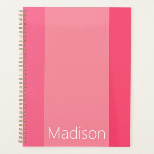 Simple Pink Stripes White Name Planner