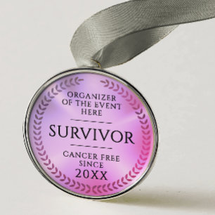 Simple Pink Survivor Awareness Fundraiser Medal Metal Ornament