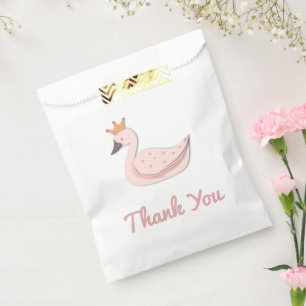 Simple Pink Swan Princess Thank You Favor Bag
