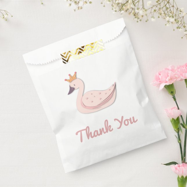 Simple Pink Swan Princess Thank You Favor Bag (Sealed)