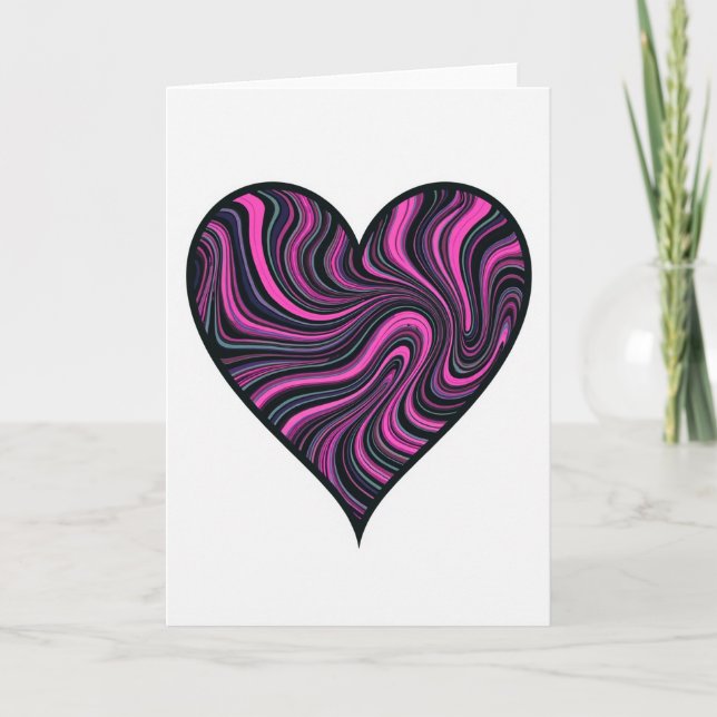 Simple Pink Swirl Heart Card (Front)