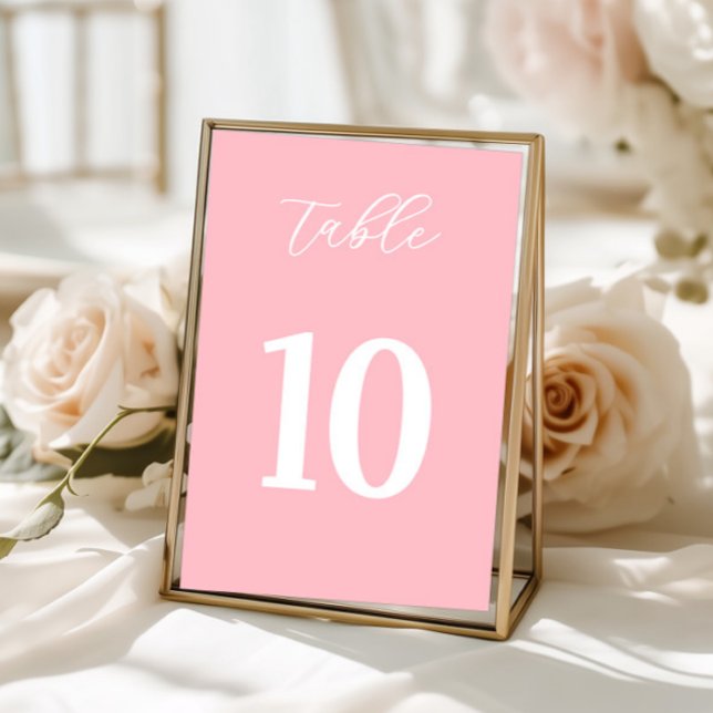 Simple Pink Table Numbers Sign (table numbers, pink decor, wedding tables, bridal shower, baptism party, simple minimalist sign)