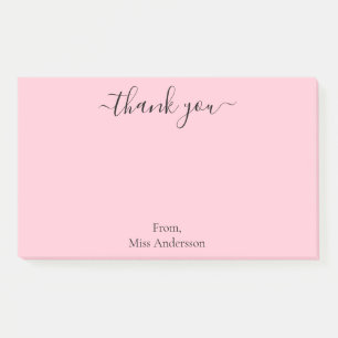 Simple Pink Teacher Thank You Post-it Notes