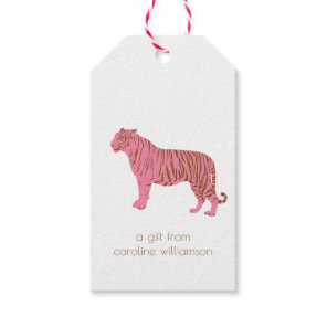Simple Pink Tiger Art Personalized Stationery Gift Tags