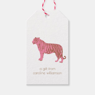 Simple Pink Tiger Art Personalized Stationery Gift Tags