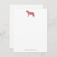 Simple Pink Tiger Art Personalized Stationery