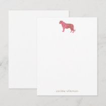 Simple Pink Tiger Art Personalized Stationery Note Card