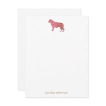 Simple Pink Tiger Art Personalized Stationery Note Card