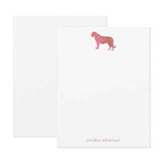 Simple Pink Tiger Art Personalized Stationery Note Card