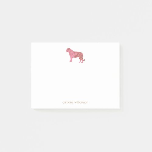 Simple Pink Tiger Art Personalized Stationery  Post_it Notes