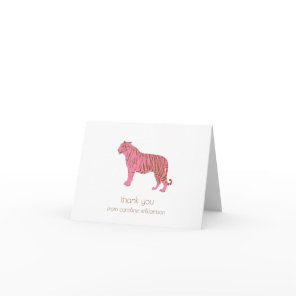 Simple Pink Tiger Art Personalized Stationery Thank You Card