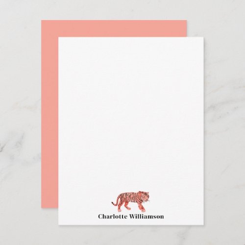 Simple Pink Tiger Personalized Stationery Note Car