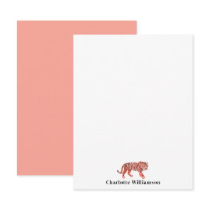Simple Pink Tiger Personalized Stationery Note Car Card