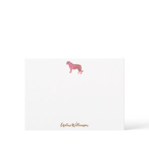 Simple Pink Tiger Script Personalized Stationery Note Card