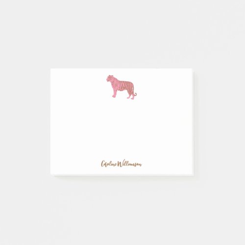 Simple Pink Tiger Script Personalized Stationery Post_it Notes