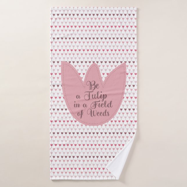 Simple Pink Tulip Pattern Bath Towel (Bath Towel)