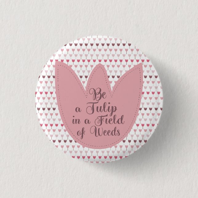 Simple Pink Tulip Pattern Button (Front)