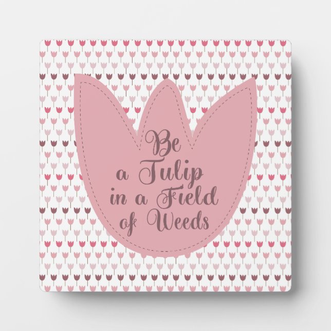 Simple Pink Tulip Pattern Plaque (Front)