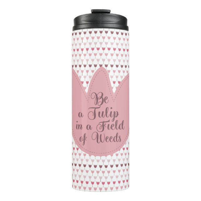 Simple Pink Tulip Pattern Thermal Tumbler (Front)