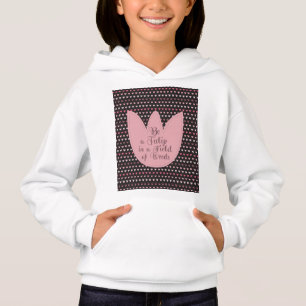 Simple Pink Tulip Pattern with dark background Hoodie