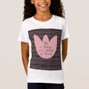 Simple Pink Tulip Pattern with dark background T-Shirt