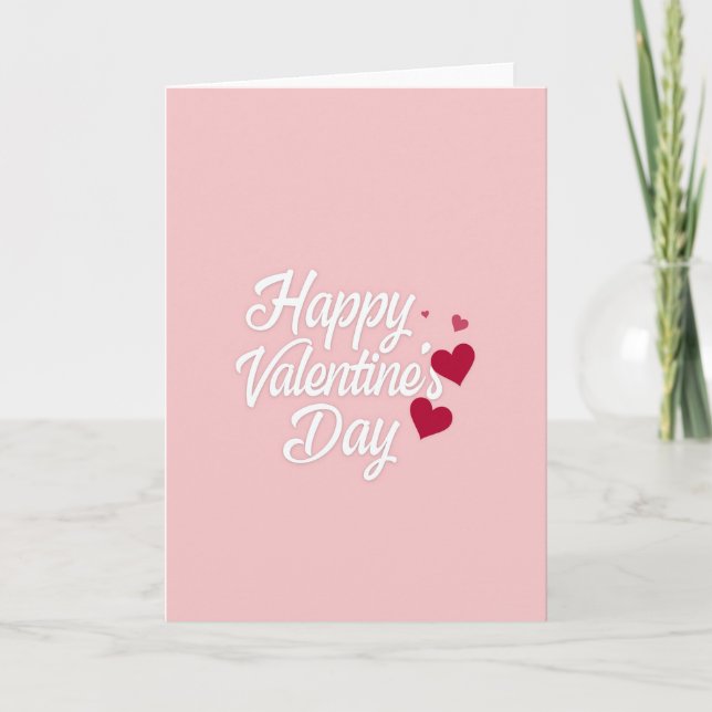 Simple Pink Valentine Hearts Card (Front)