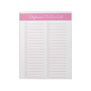 Simple Pink Vertical 8.5x11 Two Column Checklist Notepad