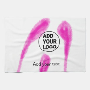 Simple pink watercolor abstract add your logo text kitchen towel