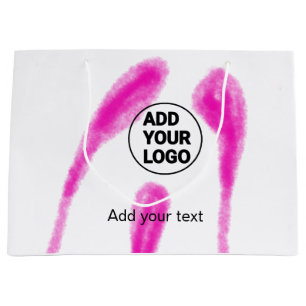 Simple pink watercolor abstract add your logo text large gift bag