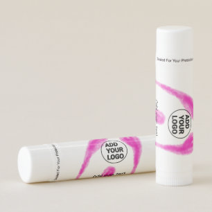 Simple pink watercolor abstract add your logo text lip balm