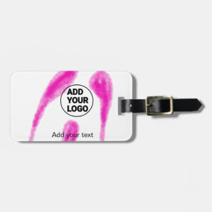 Simple pink watercolor abstract add your logo text luggage tag