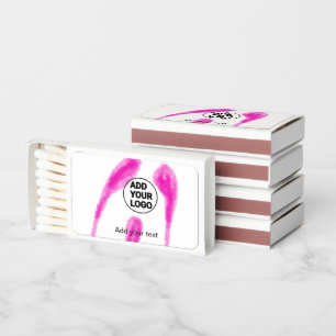 Simple pink watercolor abstract add your logo text matchboxes