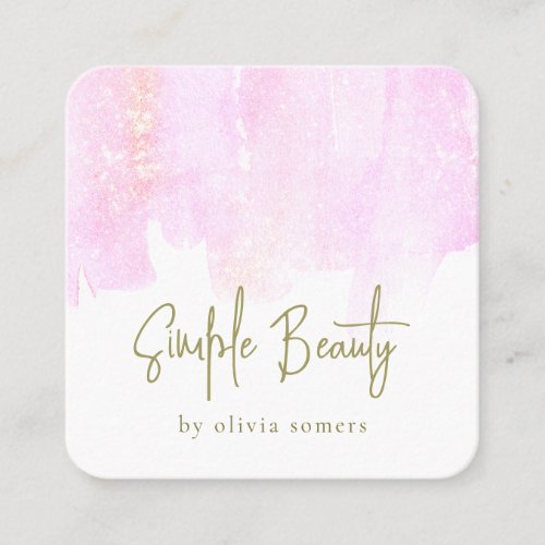 Simple Pink Watercolor  Beauty Square Square Business Card