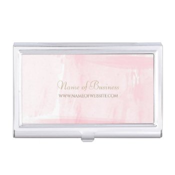 Simple Pink Watercolor Elegant Gold Script Business Card Case by GirlyBusinessCards at Zazzle