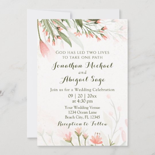 Simple Pink Watercolor Flower Garden Christian Invitation | Zazzle.com