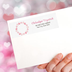 Simple Pink Watercolor Heart Return Address Label