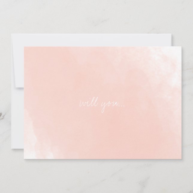 Simple Pink Watercolor Will You Be My Bridesmaid Invitation (Front)