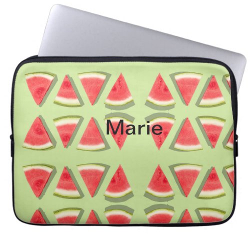 Simple pink watermelon add name minimal custom  th laptop sleeve