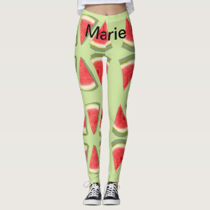 Simple pink watermelon add name minimal custom th leggings