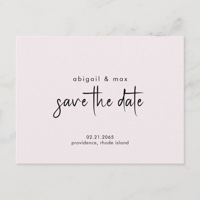Simple Pink Wedding Save the Date Postcard (Front)