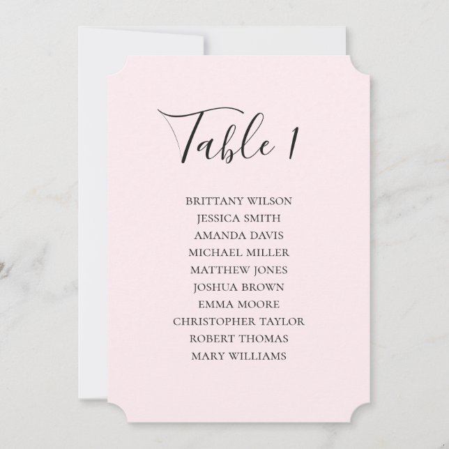 Simple pink wedding seating chart. Modern script Invitation (Front)