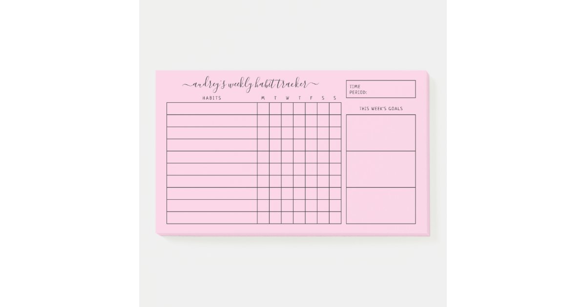 Simple Pink Weekly Habit Tracker Post-it Notes | Zazzle