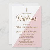 Simple Pink White and Gold Invitation | Zazzle