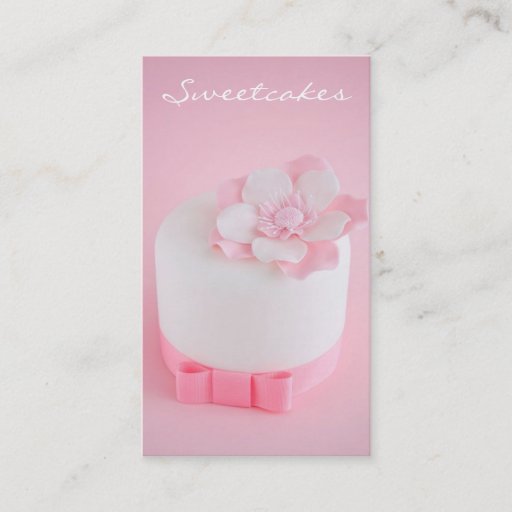 Customizable Simple Pink &amp; White Bakery Business Card