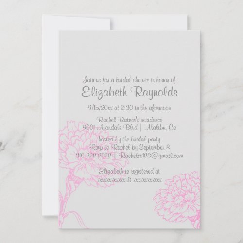 Simple Pink &amp; White Bridal Shower Invitations