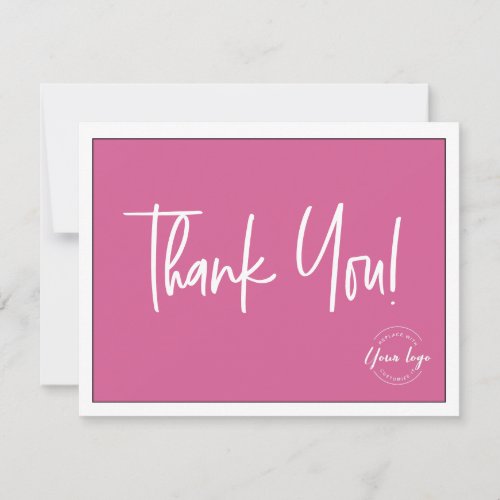 Simple Pink White Company Logo Social Thank You 