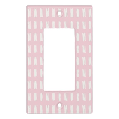 Simple Pink  White Hand Drawn Baby Nursery Light Switch Cover