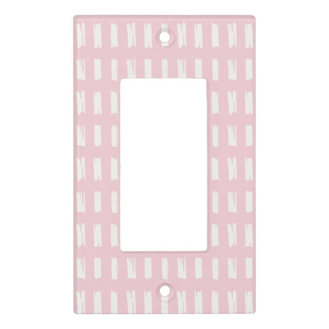 Simple Pink & White Hand Drawn Baby Nursery Light Switch Cover (Front)